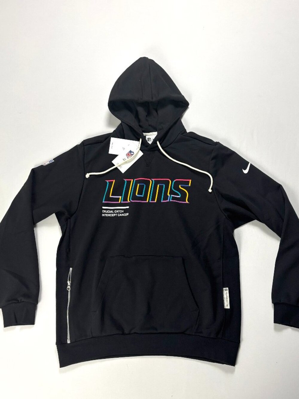 Nike Detroit Lions Crucial Catch L Sideline Hoodie IH7890-010 Intercept Cancer